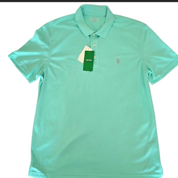 "Izod Golf Polo Shirt - Ice Green, Men's Size M, 100% Polyester, New with Tags" - Picture 1 of 6